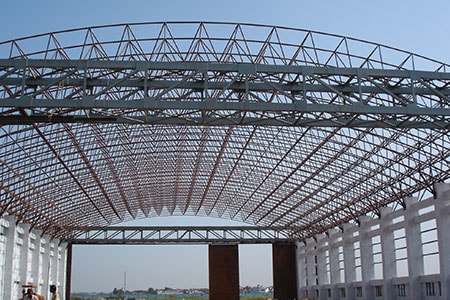 space frame structure for industrial building roofing